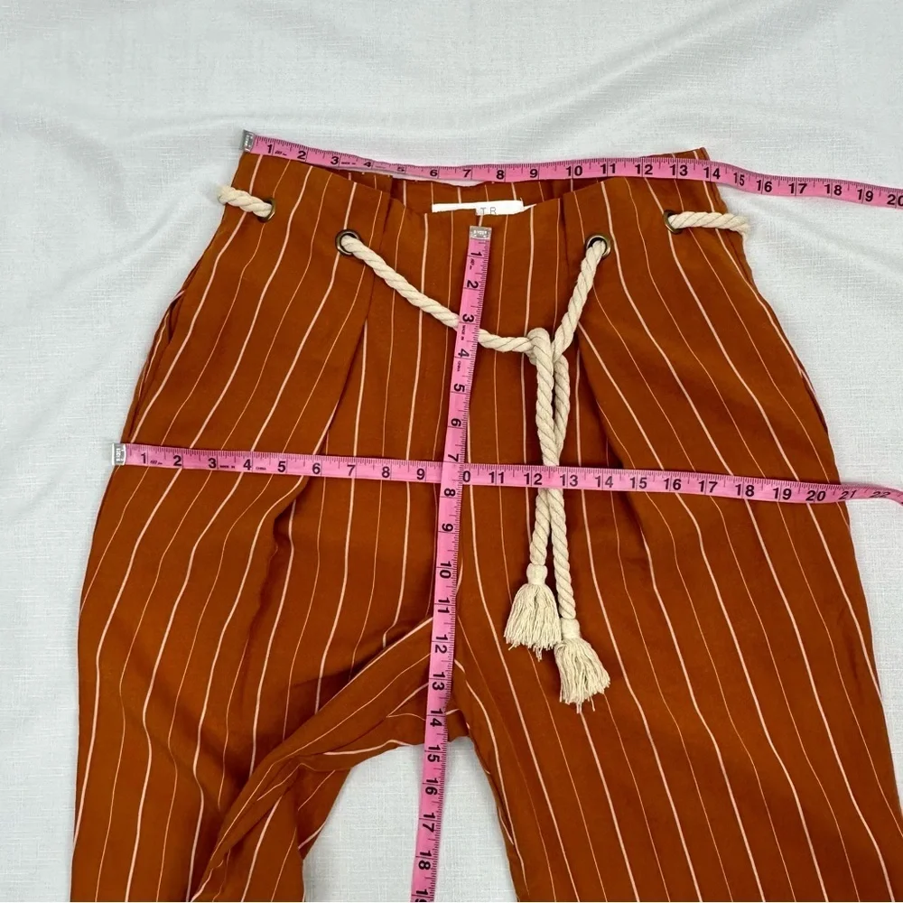 ASTR The Label size Medium Neo Rust High Waist Pleated Pinstripe Crop Pants